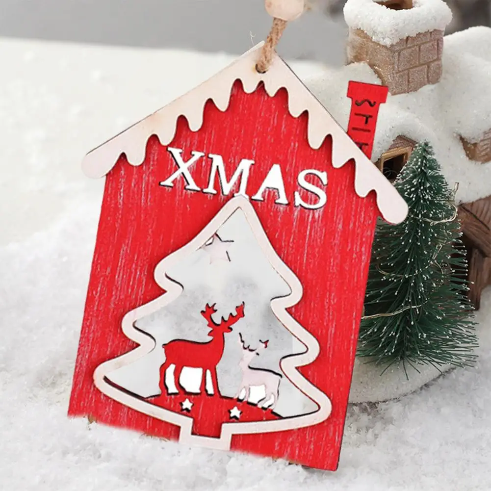 Visí Vianočné Dekorácie, Drevené Dovolenku Prívesok Slávnostné Home Party Dekor Vianočný Set Prívesok s Santa Snehuliak Elk Nové Obrázok 4