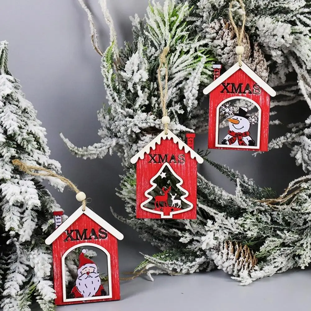 Visí Vianočné Dekorácie, Drevené Dovolenku Prívesok Slávnostné Home Party Dekor Vianočný Set Prívesok s Santa Snehuliak Elk Nové Obrázok 5
