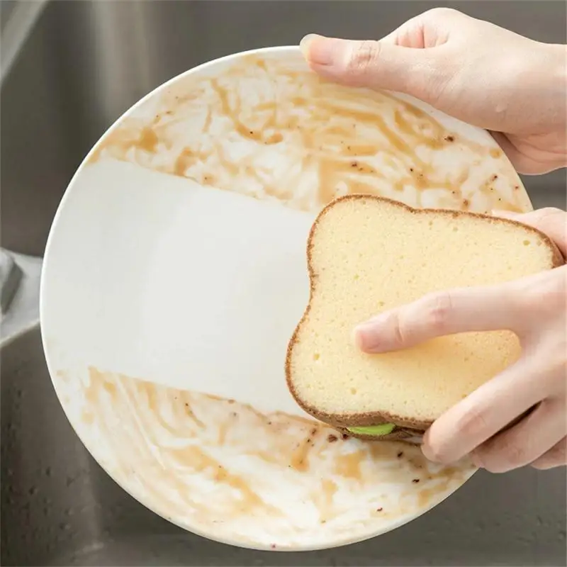Sandwich Typ Dishcloth Tvorivé Huby Čistiaca Kefa Kuchynské Doplnky Huby Toast Sandwich Tvar Domácnosti Utrite Gadget Obrázok 3