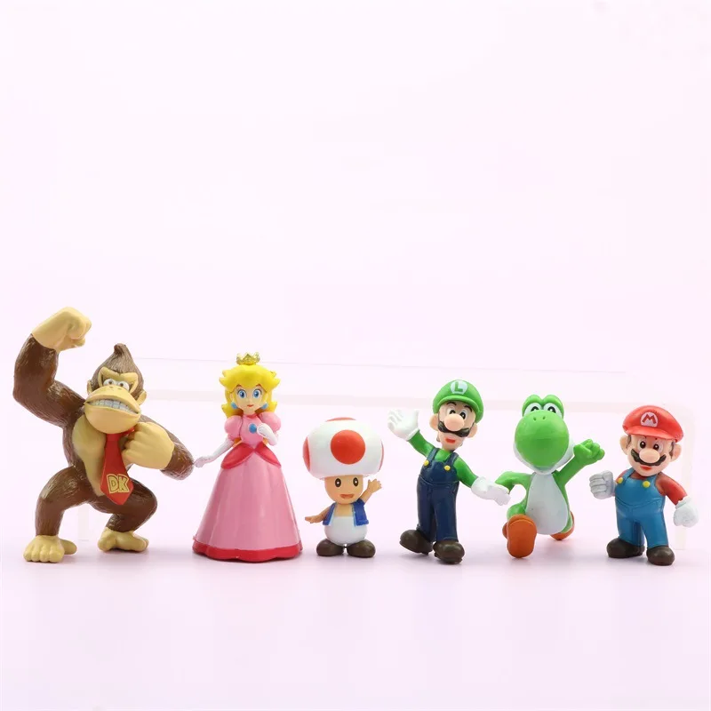 6pcs/veľa Super Mario Bros Cake Dekorácie Anime Série Hry Akčné Figúrky Yoshi Wario Bowser Model Bábiky Hračky Nastaviť Zber Obrázok 1