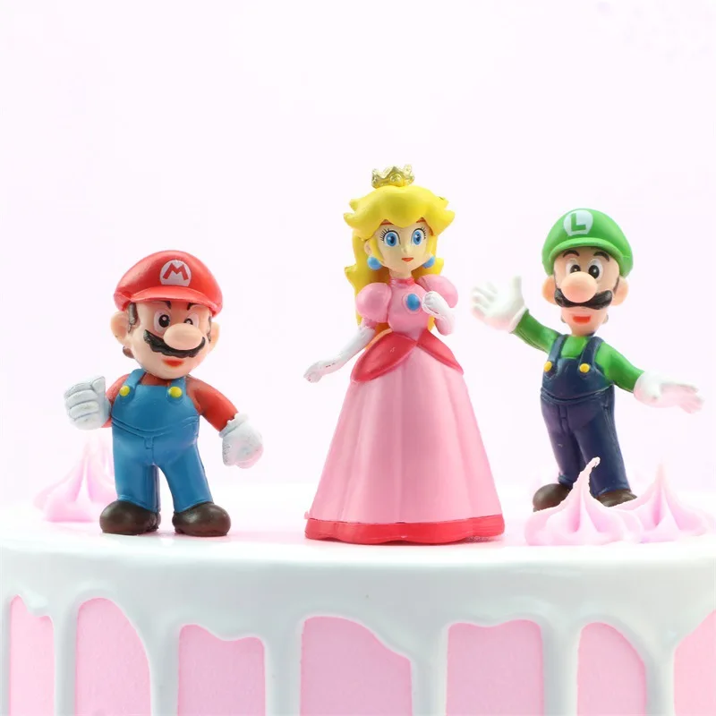6pcs/veľa Super Mario Bros Cake Dekorácie Anime Série Hry Akčné Figúrky Yoshi Wario Bowser Model Bábiky Hračky Nastaviť Zber Obrázok 3