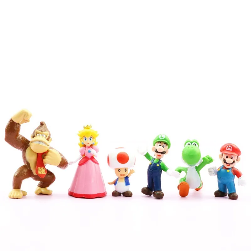 6pcs/veľa Super Mario Bros Cake Dekorácie Anime Série Hry Akčné Figúrky Yoshi Wario Bowser Model Bábiky Hračky Nastaviť Zber Obrázok 5