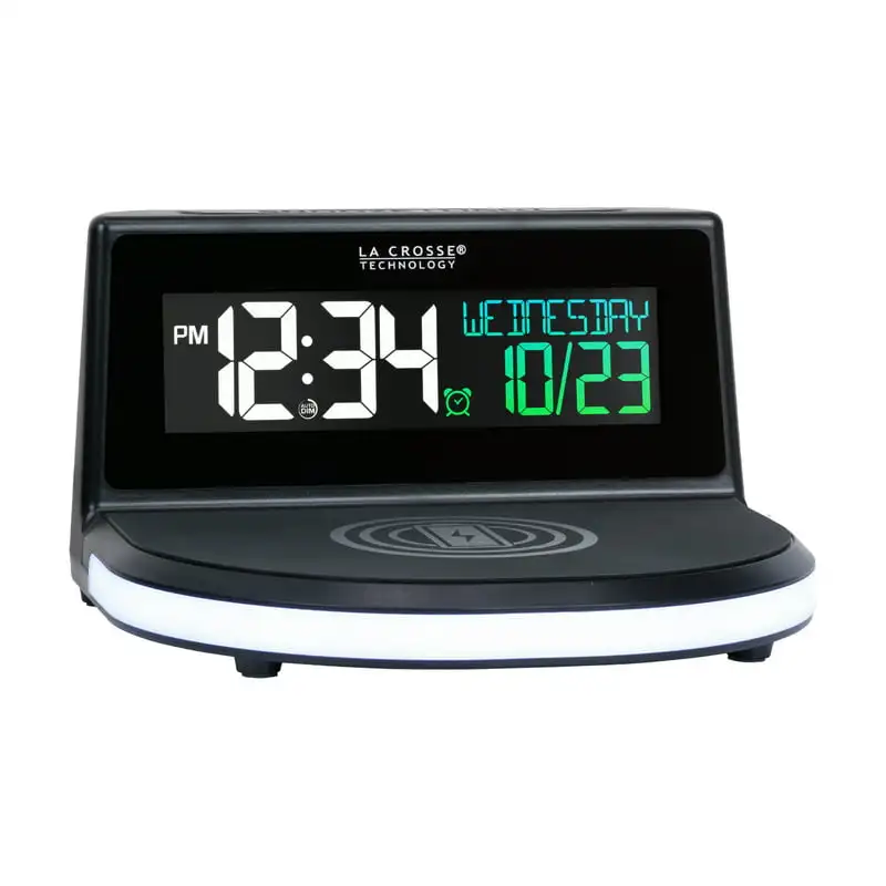Nabíjanie Alarm Black LCD Hodiny so Svietiacimi Osvetlené Base, 617-148 Alarma despertador Roztomilý digitálne hodiny Svetla do hodiny Nástenné deco Obrázok 1