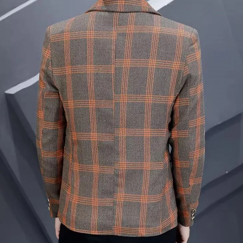 2023 Mužov malé oblek na jar a na jeseň kabát kockovaná kórejská verzia slim pekný bežné jednej farby srsti Obrázok 1