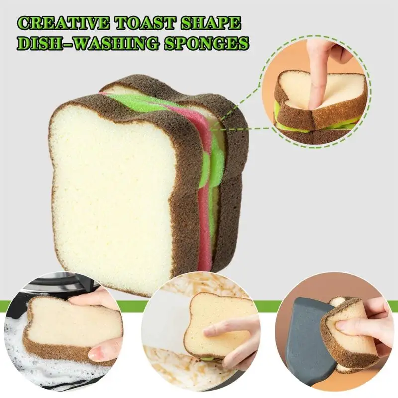 Sandwich Typ Dishcloth Tvorivé Huby Čistiaca Kefa Kuchynské Doplnky Huby Toast Sandwich Tvar Domácnosti Utrite Gadget Obrázok 1
