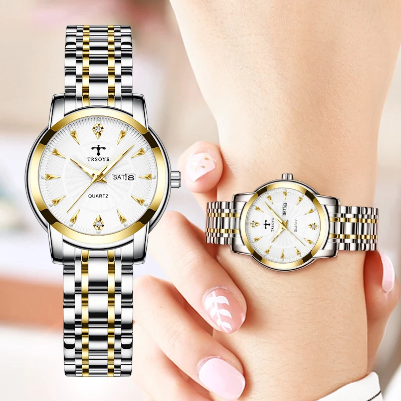 TRSOYE 2023 Najlepšie 32mm Elegantné Gold Diamond dámske Náramkové hodinky Vodotesné Quartz s Oceľové Pásmo Luxusné značky reloj mujer Obrázok 0