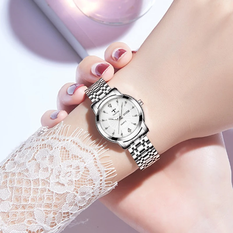 TRSOYE 2023 Najlepšie 32mm Elegantné Gold Diamond dámske Náramkové hodinky Vodotesné Quartz s Oceľové Pásmo Luxusné značky reloj mujer Obrázok 2