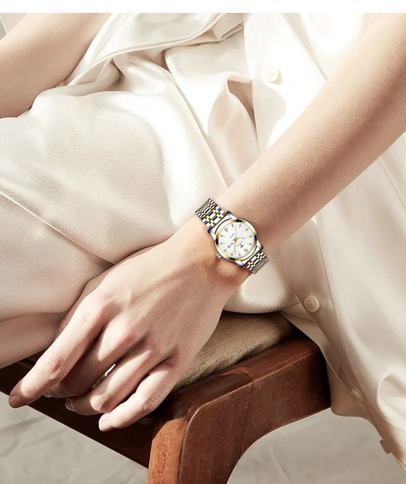 TRSOYE 2023 Najlepšie 32mm Elegantné Gold Diamond dámske Náramkové hodinky Vodotesné Quartz s Oceľové Pásmo Luxusné značky reloj mujer Obrázok 3