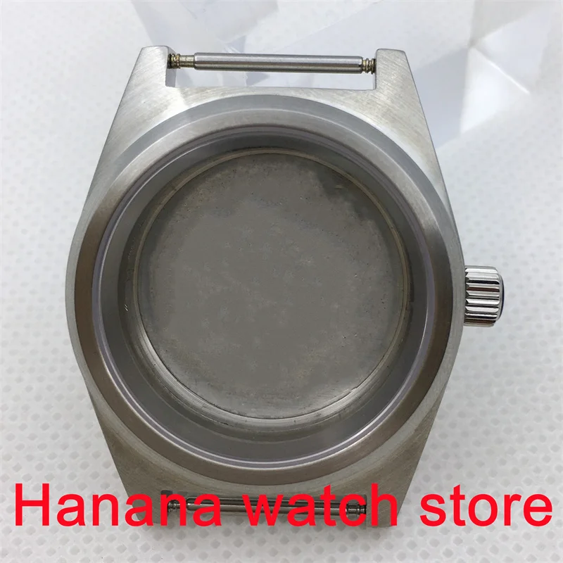 BKIGER 38mm plne matný nerezové hodinky prípade sapphire crystal plochého skla bez lupu fit NH35 NH36 pohyb Obrázok 0