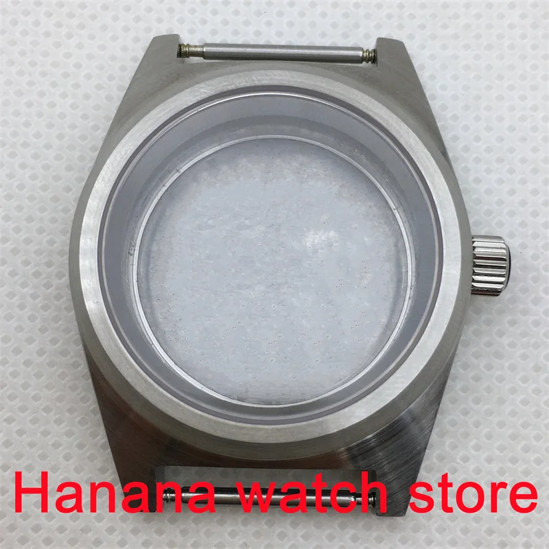 BKIGER 38mm plne matný nerezové hodinky prípade sapphire crystal plochého skla bez lupu fit NH35 NH36 pohyb Obrázok 1