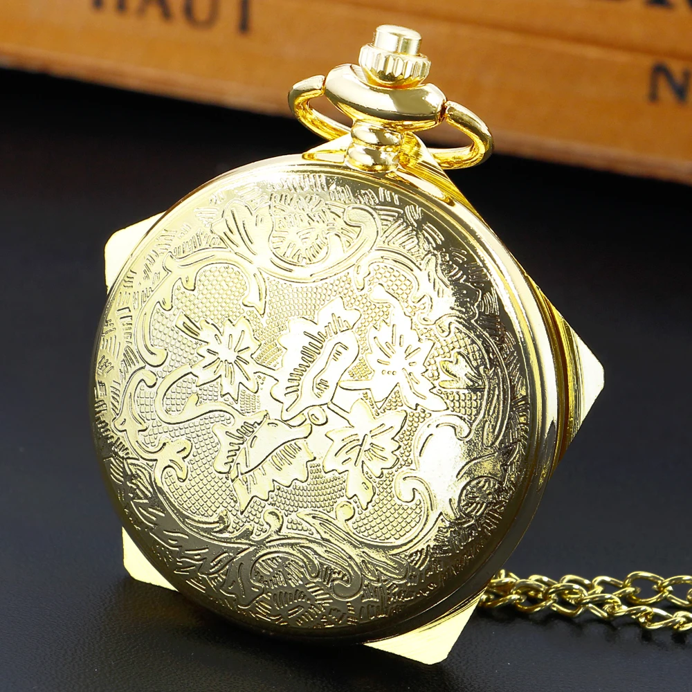 Luxusné Zlaté Čokoláda Magic Quartz Vreckové Hodinky Náhrdelník Cosplay Prívesok Reťazca Šperky Hodiny Darček relojes de bolsillo Obrázok 3