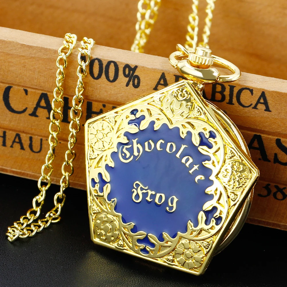 Luxusné Zlaté Čokoláda Magic Quartz Vreckové Hodinky Náhrdelník Cosplay Prívesok Reťazca Šperky Hodiny Darček relojes de bolsillo Obrázok 5