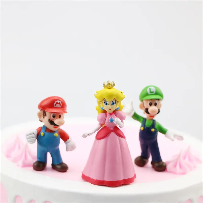 6pcs/veľa Super Mario Bros Cake Dekorácie Anime Série Hry Akčné Figúrky Yoshi Wario Bowser Model Bábiky Hračky Nastaviť Zber Obrázok 2