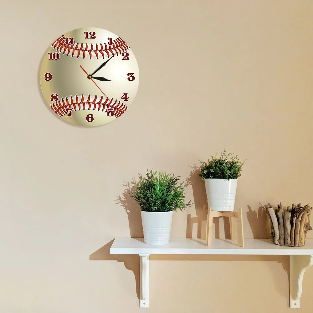 Baseball Dizajn 3D Nástenné Hodiny Baseball Nadšenec Domáce Dekorácie Osobné Hodiny Akryl Tichý Nástenné Hodiny Obrázok 4